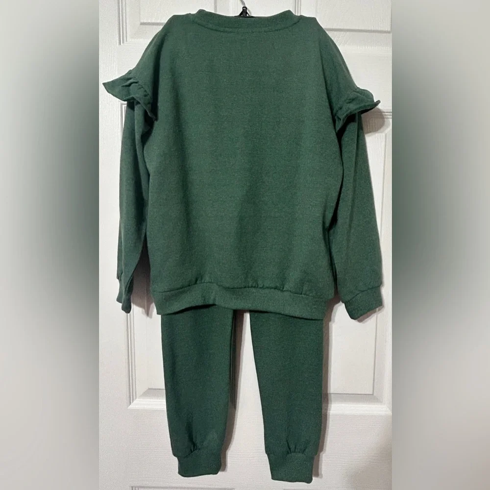 Jessica Simpson Girls Matching Jogger Set Green “JOLLY” Christmas Size 7/8